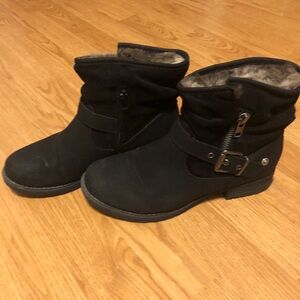 Black Faux-Fur Lined Ankle Boots